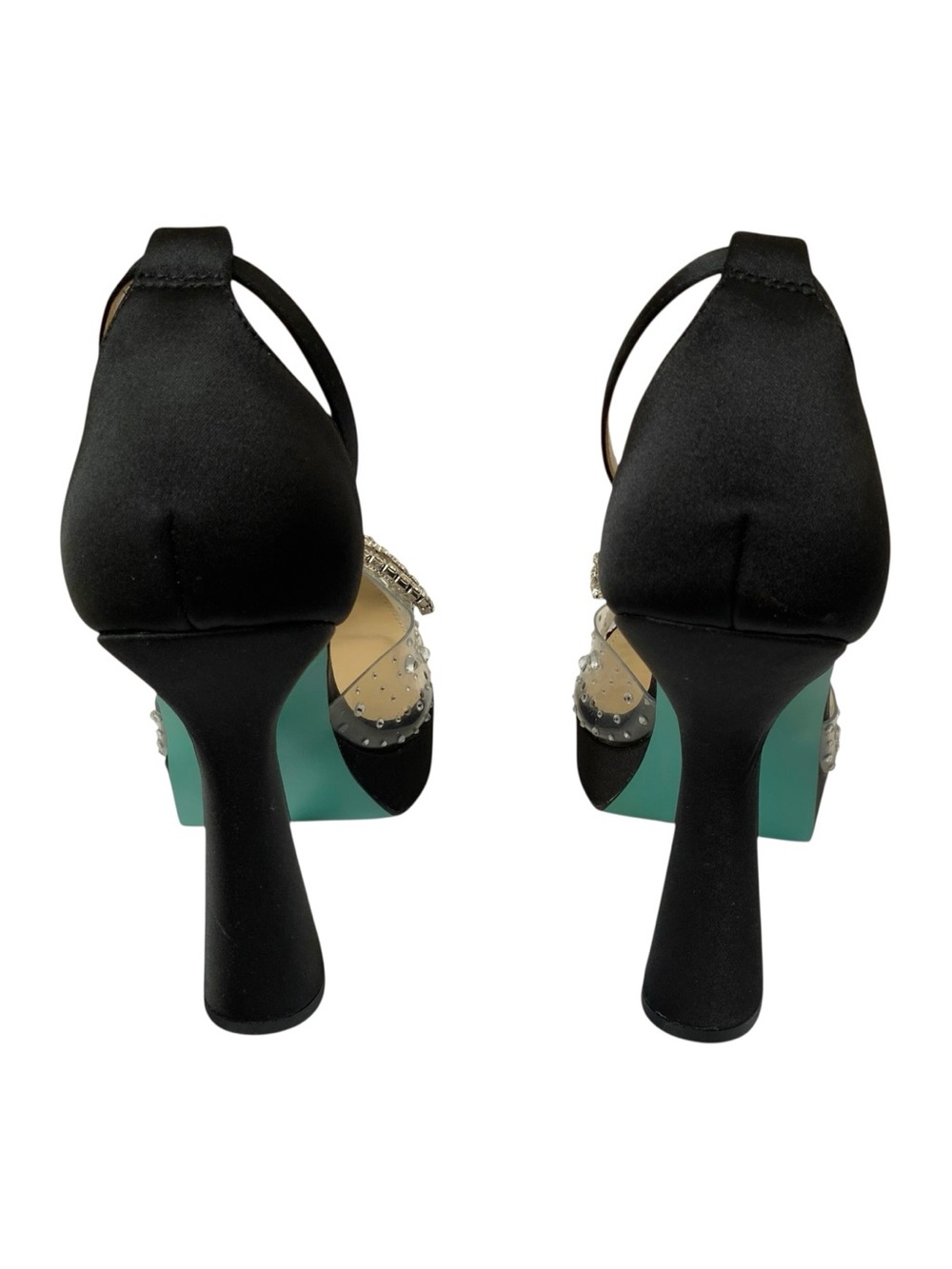 Betsey Johnson Pointed Toe Crystal Bow Pumps with Black Satin Trim Size 8 - Picture 5 of 9